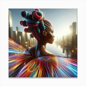 Futuristic Girl With Wings Canvas Print