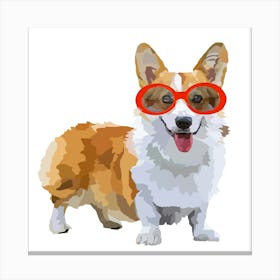 Corgi Wearing Glasses Canvas Print