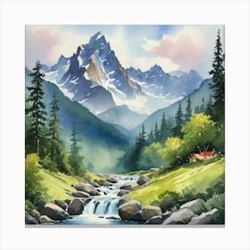 Waterfall In The Mountains II Canvas Print