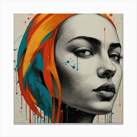 Girl With Colorful Hair Canvas Print