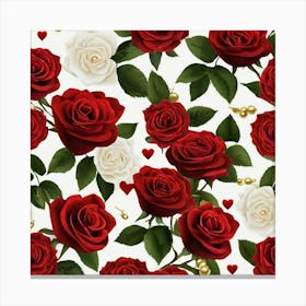 Red Roses Seamless Pattern 12 Canvas Print