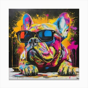 French Bulldog In Sunglasses Canvas Print