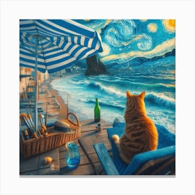 Party Cat at the Beach Canvas Print