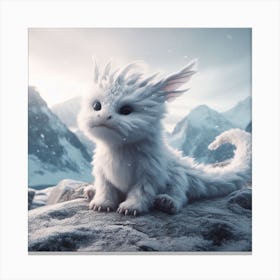 Cute Snowy Dragon Canvas Print