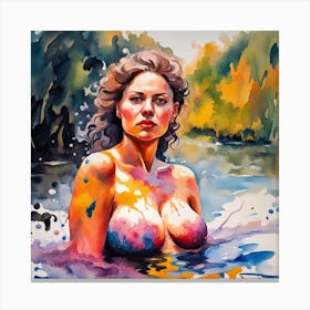 Nude Woman In Water 1 Canvas Print
