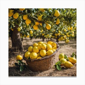 Lemons In A Basket 3 Canvas Print