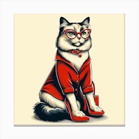 Cat With Glasses Canvas Print