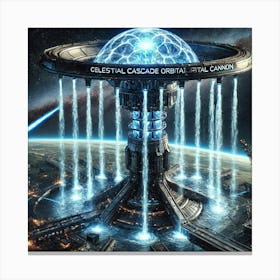 A High Tech, Sci Fi Scene Showing A Massive Orbita 1 Canvas Print