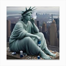 Statue Of Liberty Smoking 1 Canvas Print