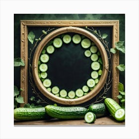 Frame With Cucumbers Canvas Print