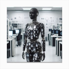 Robot Woman In An Office Canvas Print