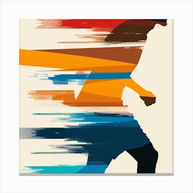 Silhouette Of Man Running Canvas Print