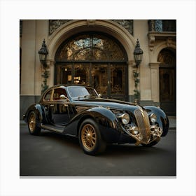 Classic Car In Front Of A Building Canvas Print