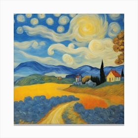 Lavendel und Weizenfelder. Lila und goldene Landschaft Canvas Print