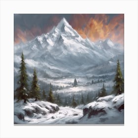 Snowy Mountain Landscape Canvas Print