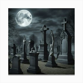 Graveyard At Night 6 Canvas Print