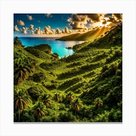 Caribbean Landscape Blending Distinguishable Reality With The Fantastical Uhd Enshrouded In An Us(2) Canvas Print