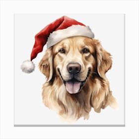 Golden Retriever Santa Hat 10 Canvas Print