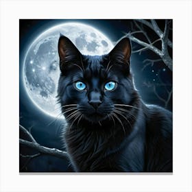 Black Cat With Blue Eyes 1 Canvas Print