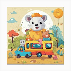 Playful Kids Animal Tshirt Design (1) Canvas Print