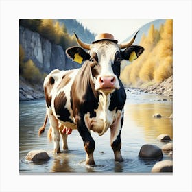 Cow In The River 1 Canvas Print