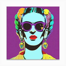 Frida Kahlo Purple Portrait Canvas Print