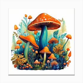 Mushrooms In The Forest 64 Canvas Print