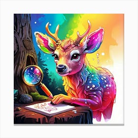 Deer With A Magnifying Glass 9 Canvas Print