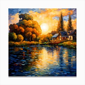 Aqua Aria: Riverside Impressionism Canvas Print