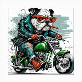 Rockabilly Bulldog Biker Canvas Print