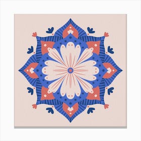 Modern mandala - coral, pink and blue Canvas Print