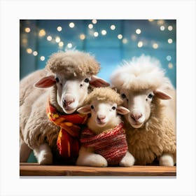 Firefly Festive Holiday Gathering With A Woolly Sheep Family 70183 (2) Canvas Print