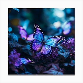 Butterfly On Purple Flower Canvas Print