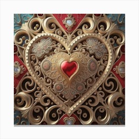 Ornate Vintage Hearts Lace Victorian 3 Canvas Print