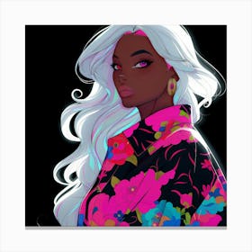 Black Girl With White Hair Canvas Print