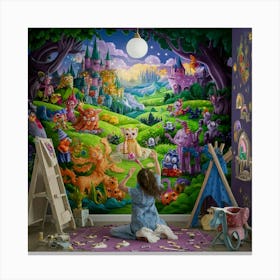 Fairytale Forest wall art for children room, kids room decor, kids art print  Canvas Print