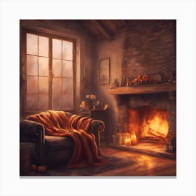 Cozy Fireplace Canvas Print