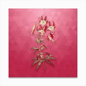 Vintage Turban Lily Botanical in Gold on Viva Magenta n.0677 Canvas Print