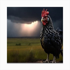 Rooster In The Field Canvas Print