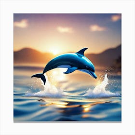 Dolphin Jumping In The Water Canvas Print