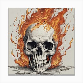 Skull On Fire Canvas Print
