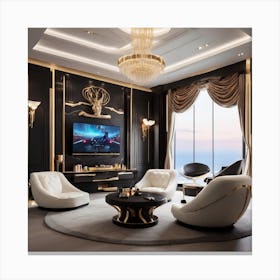 Black And Gold Living Room Canvas Print