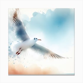 Seagull Flying Over The Sea Canvas Print