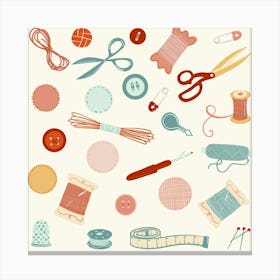 Vintage Sewing Supplies and Notions Canvas Print