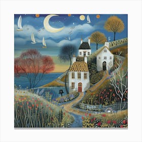 Cottages At Dusk Canvas Print