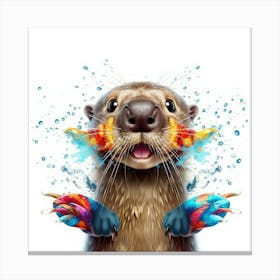 Otter Painting Canvas Print