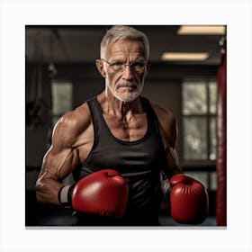 Senior Man Boxing Canvas Print