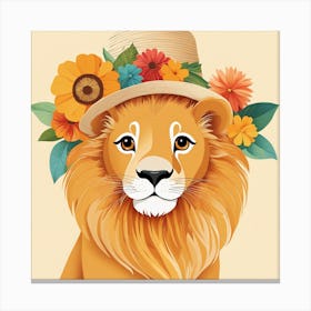 Floral Baby Lion Nursery Painting (10) Canvas Print