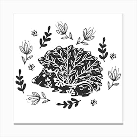 Hedgehog In Woods Square Canvas Print