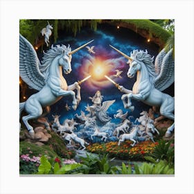 Unicorns In The Garden Canvas Print